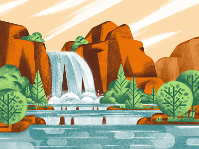 Havasu Falls - Arizona america arizona daniele simonelli dsgn havasu falls illustration landscape usa waterfall