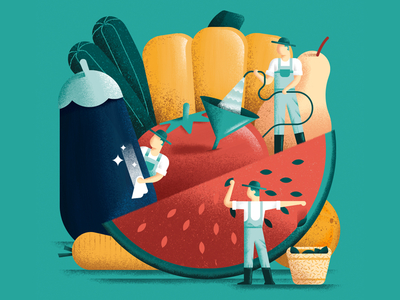 Fruit and vegetables - editorial illustration daniele simonelli dsgn editorial illustration fruits illustration newspaper vegetables