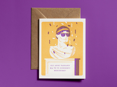 Letterpress greeting card birthday card dsgn greeting cards illustration letterpress statue