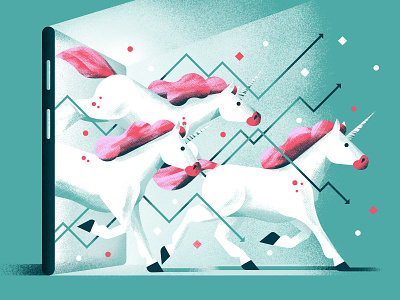 IPO daniele simonelli dsgn editorial illustration illustration ipo stock market tech tech company texture unicorn vector