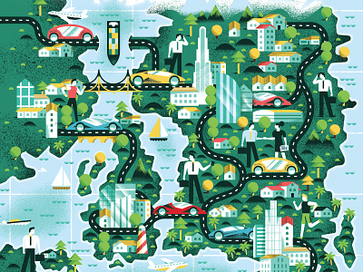 The Good Life Magazine 22 - Map illustration cars city cover cover illustration daniele simonelli dsgn editorial illustration illustration map texture world world map