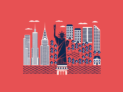 Manhattan daniele simonelli dsgn editorial illustration illustration liberty statue manhattan texture vector