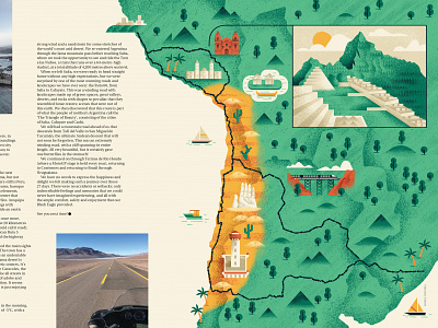 South America Map - HOG Magazine daniele simonelli dsgn editorial illustration hgo hgo icons illustration magazine map texture vector