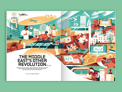Wired Middle East - The Other Revolution daniele simonelli desert dsgn editorial illustration illustration tech texture vector wired