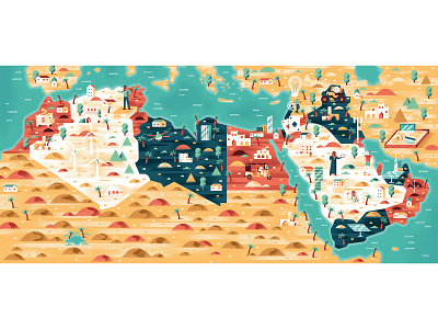 Wired Middle East - Map daniele simonelli dsgn editorial illustration illustration map middle east texture vector