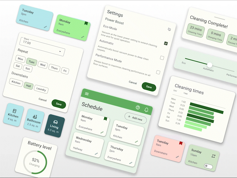 Cleaning mobile app UI