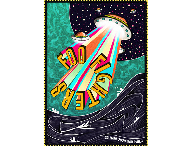 Foo Fighters (gig poster) band bands digital illustration digital painting digitalart foofighters gig gigposter rock rockband ship space spacecraft