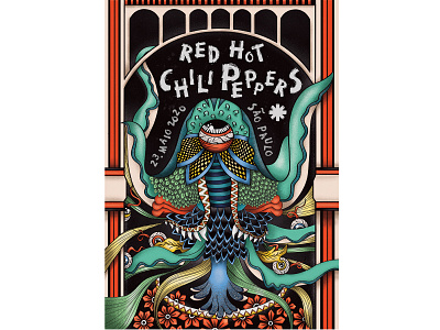 RHCP (gig poster) art band bands digital illustration digital painting digitalart gigposter illustration red hot chili peppers rhcp rock textures