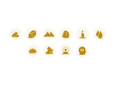 Icons for Sand Traum awareness beautiful branding calm candle color gold graphic art graphic design ill illustration mindfulness relaxation retro sand stone vector vintage water wood