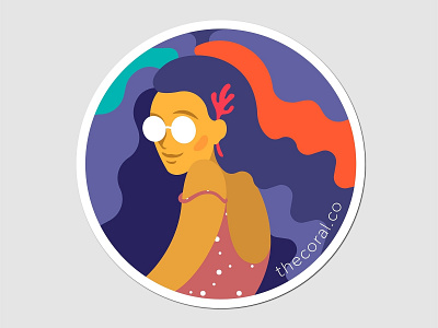 Women's secret beautiful blue color design girl graphic art hair illustration minimal sticker sun glasses typography vector