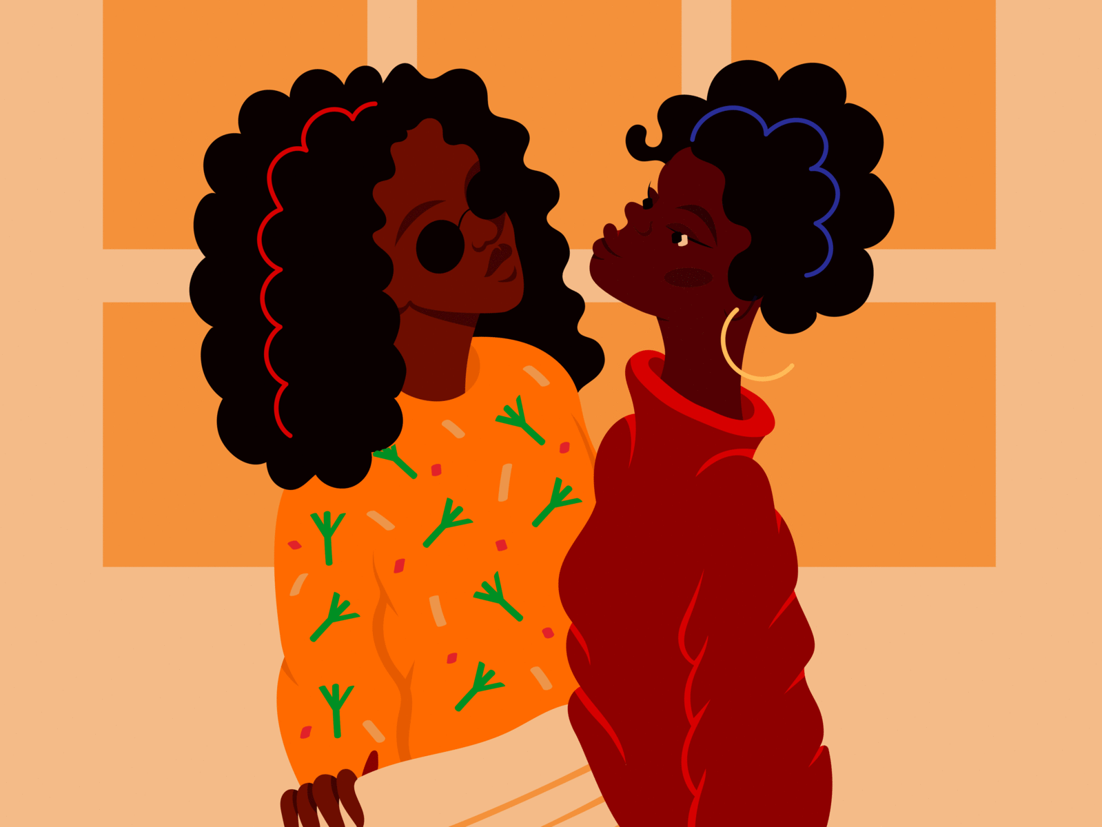 African girls beautiful color design flat girl graphic art hair illustration sun glasses vector vector art vintage