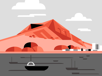 Tauranga, New Zealand, Mount Maunganui beautiful boat color design flat graphic art illustration minimal mountain ocean reddit sea vector vector art water