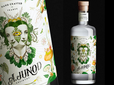 A. Junod Label absinthe belle epoque cap label lettering packaging