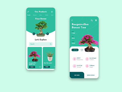 plant app app bonsai design food green mockups plant plant illustration ui ux xd design