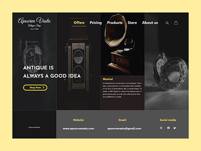 Antique E-Store antique app branding design illustration old ui vector vintage website xd xd design
