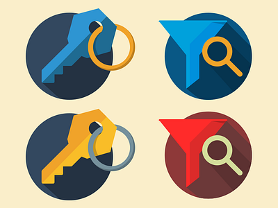 Search type icons (WIP) filter flat icons illustration key keyword long shadow search ui