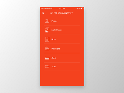 Document types document mobile modal orange types ui upload