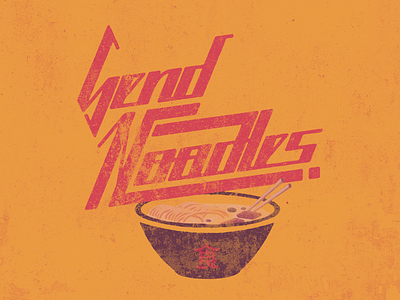 Send noodles branding design handlettering handmade type handmadefont illustration lettering red retro type typography yellow