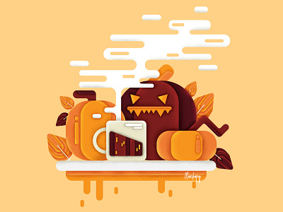 Pumpkins design digital art flat halloween illustration monochrome pumpkin vector