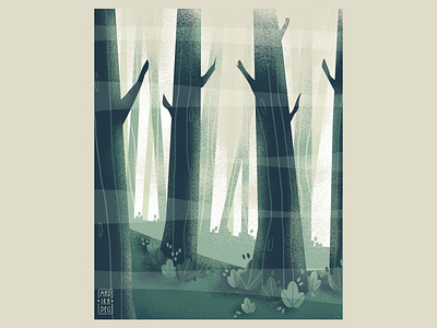 Foggy Forest design digital art environment illustration monochrome vector