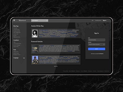 #CreateWithAdobeXD Wikipedia Sign In Page Redesigned in DarkMode createwithadobexd design mockup ui uiux user experience user interface userinterface ux website website design