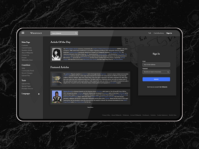 #CreateWithAdobeXD Wikipedia Sign In Page Redesigned in DarkMode