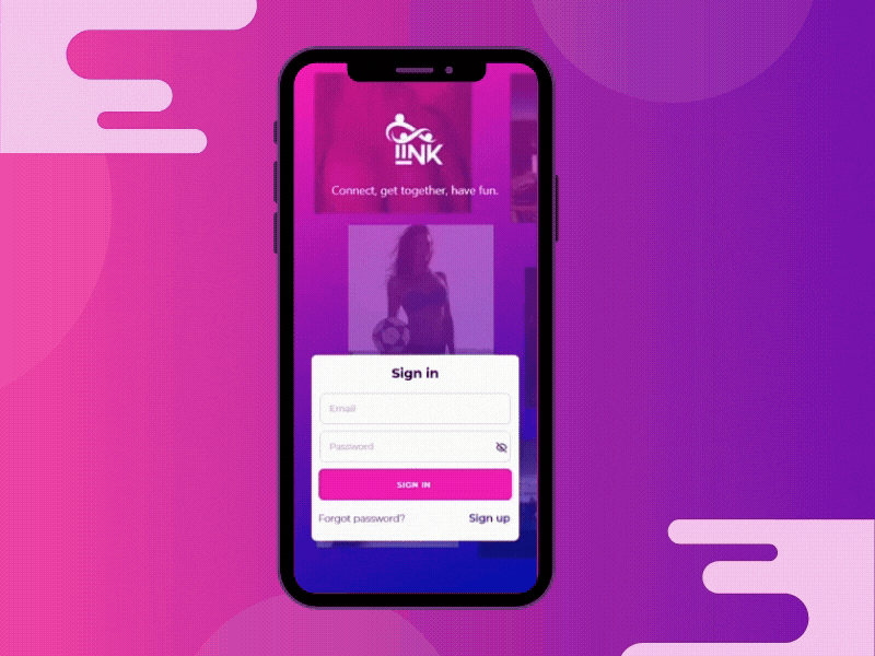 Link - Dating Video App Sign In Screen design mockup ui uiux user experience user interface userinterface ux vector