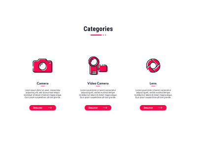 Camera store categories design icon illustration ui vector web