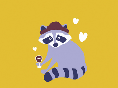 Racoon blueberryheart character design drawing illustration postcard postcard design raccoon