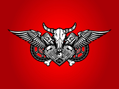 MC1% 1 bull engine illustration illustrator ink ink art moto motorcycle red vector wheels wings