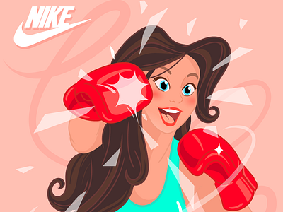 Nike Illustration box cartoon illustration girl graphic art illustration illustrator cc nike power vector vector art