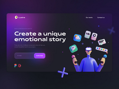 3D – Landing page 3d colors creative dark ui dark web gradient interface landing ui uiux web website design