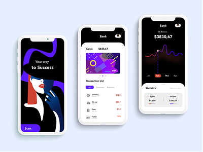 Mobile Banking App bank card banking app bussines colors design e comerce illustraion inspiration interaction interface ios ui ux