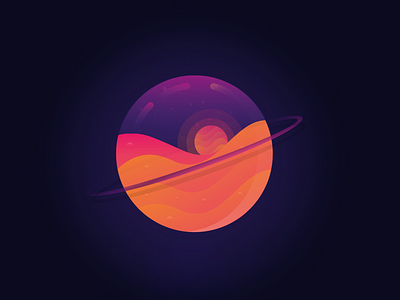 Space colors cosmos creative cute design fantasy icon illustraion orbit planet space sun vector art vector illustration