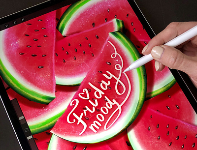 Watermelon animation design icon illustration typography website