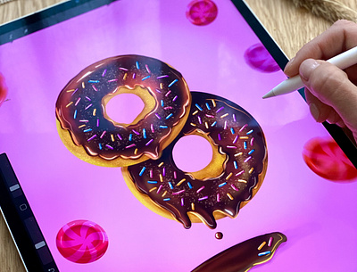Donut. International Women's Day design digital illustration digital painting digitalart donut illustration ipad art ipadproart junk junkfood procreate procreate art sweets typography