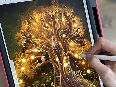 Magical tree artforsale artillustration artprint digital illustration digital painting digitalart illustration inprint inprintgallery ipad art prints procreate procreate art