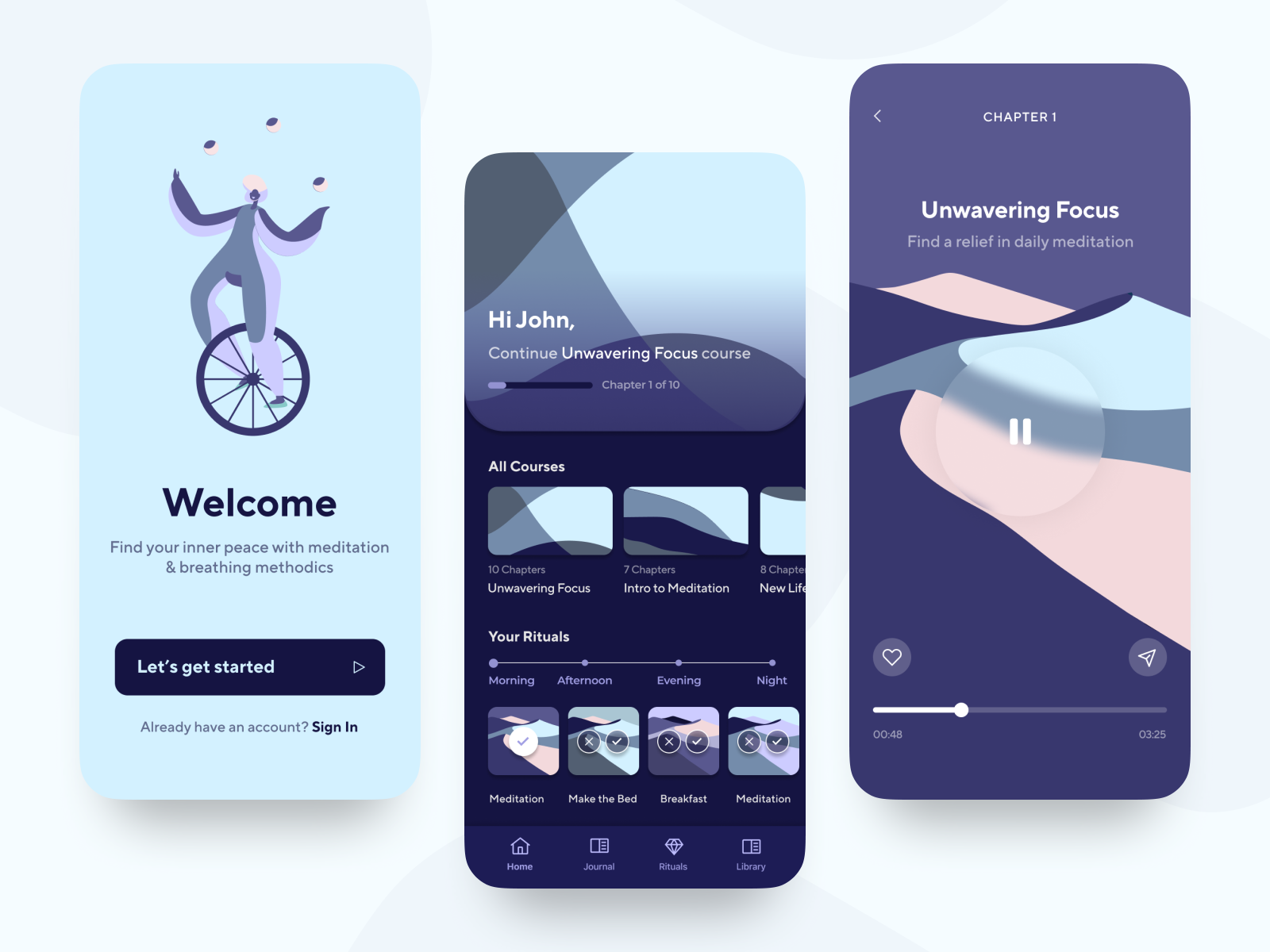 Meditation App - Learn to Focus by Liza Haiduk for Salt & Bold on Dribbble