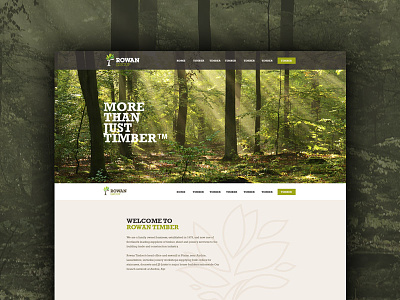 Rowan Timber clean flat green landing page minimal natural web web design website wood