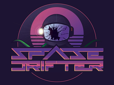 Spase Drifter Logo with Alien Graphic 80s deseyenerd design eyeball icon illustration logo typography vaporwave vector