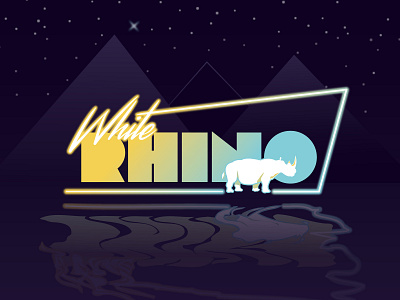 White Rhino 80s branding design high illustration logo retrowave rhino rhinoceros strain typography vector weed white rhino