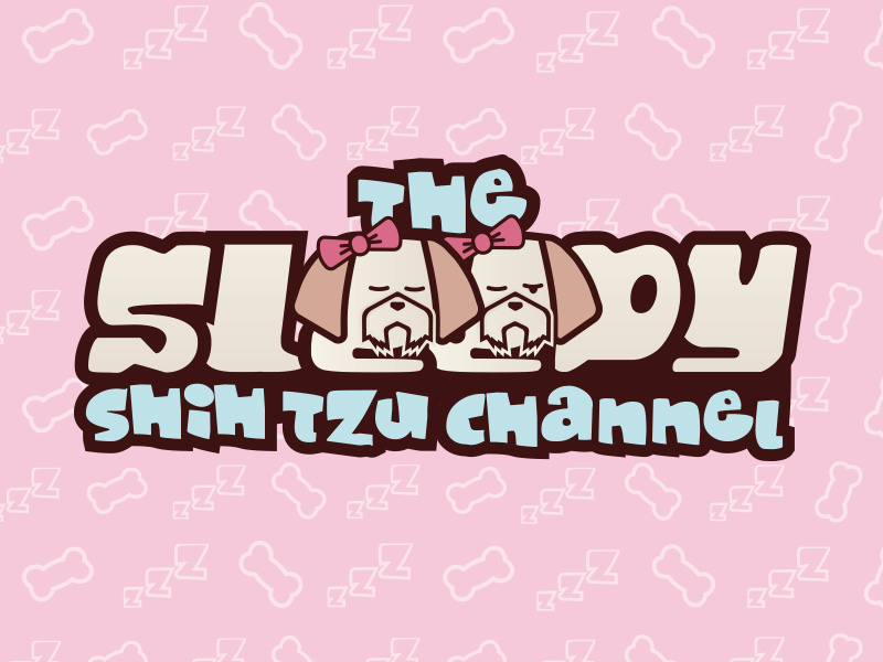 The Sleeping Shih Tzu Channel Logo pink youtube shih tzu icon branding typography logo cute vector design illustration