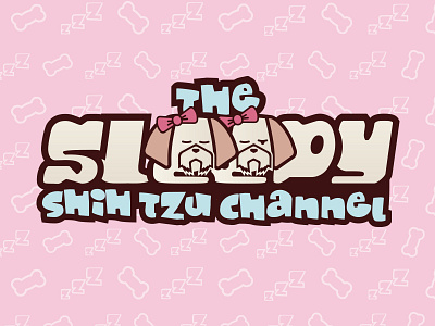 The Sleeping Shih Tzu Channel Logo branding cute design icon illustration logo pink shih tzu typography vector youtube