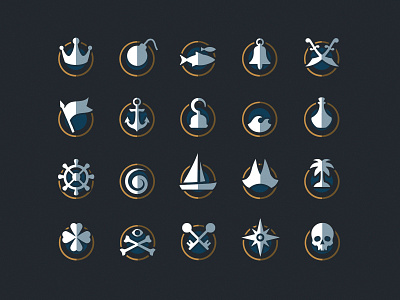 Pirate's icons design flatdesign game icon iconset pirate ui uidesign