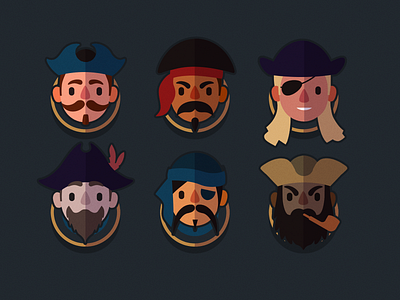 Avatars for pirate game app avatars game icon set icons pirate pirates ui uidesign