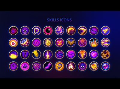 Skills Icons 2 app design fantasy game icon icon set icons iconset magic mana skills ui uidesign