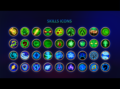 Skills Icons3 app design fantasy game icon icon set icons iconset magic skill skills ui uidesign