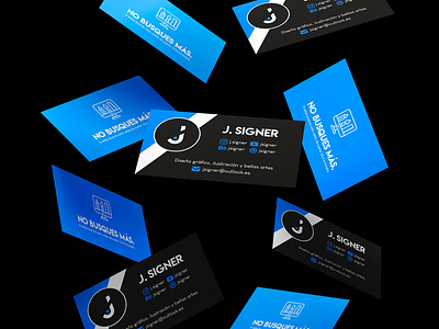 Business Card behance blue brand branding business card diseño grafico dribbble gradient graphic design graphic designer j signer j. signer j.signer jsigner málaga spain