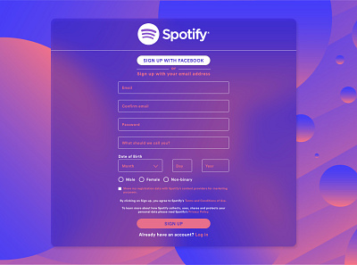 Spotify Sign Up Page Concept branding design minimal typography ui ux web website