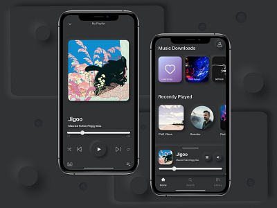 Music Player App | Neumorphic Style app app design black figma figmadesign ios ios app ios app design mobile app design mobile ui music app neumorphic design spotify uidesign